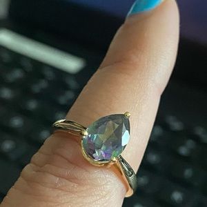 14k Gold with Coated Mystic Topaz Ring